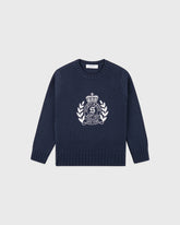 NY Crest Kids Knitted Sweater - Light Navy/White Sporty & Rich Sale