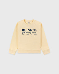 Be Nice Kids Crewneck - Almond Sporty & Rich For Sale