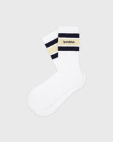 Serif Logo Kids Sock - White/Navy/Almond Sporty & Rich US