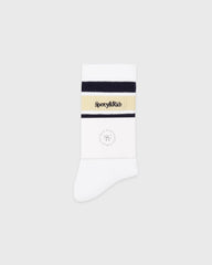 Serif Logo Kids Sock - White/Navy/Almond Sporty & Rich US