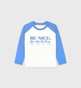 Be Nice Kids Baseball Tee - White/Juniper Sporty & Rich US