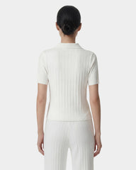 SRC Ribbed Polo - Ecru/Navy Sporty & Rich Discount