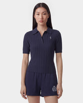 SRC Ribbed Polo - Dark Navy/White Sporty & Rich For Sale