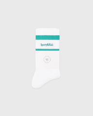 Serif Logo Socks - White/Amalfi Green Sporty & Rich Outlet