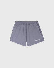 Serif Logo Embroidered Disco Short - Faded Indigo/White Sporty & Rich Sale