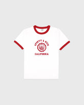 California Emblem Soft Ringer Tee - White/Ruby Sporty & Rich For Sale