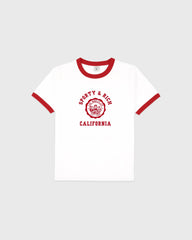 California Emblem Soft Ringer Tee - White/Ruby Sporty & Rich For Sale