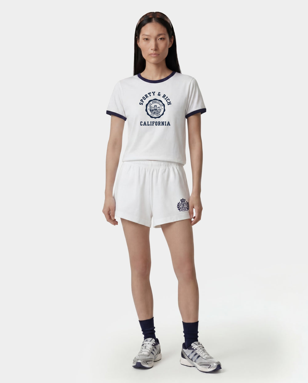 NY Crest Embroidered Disco Short - White Sporty & Rich Online