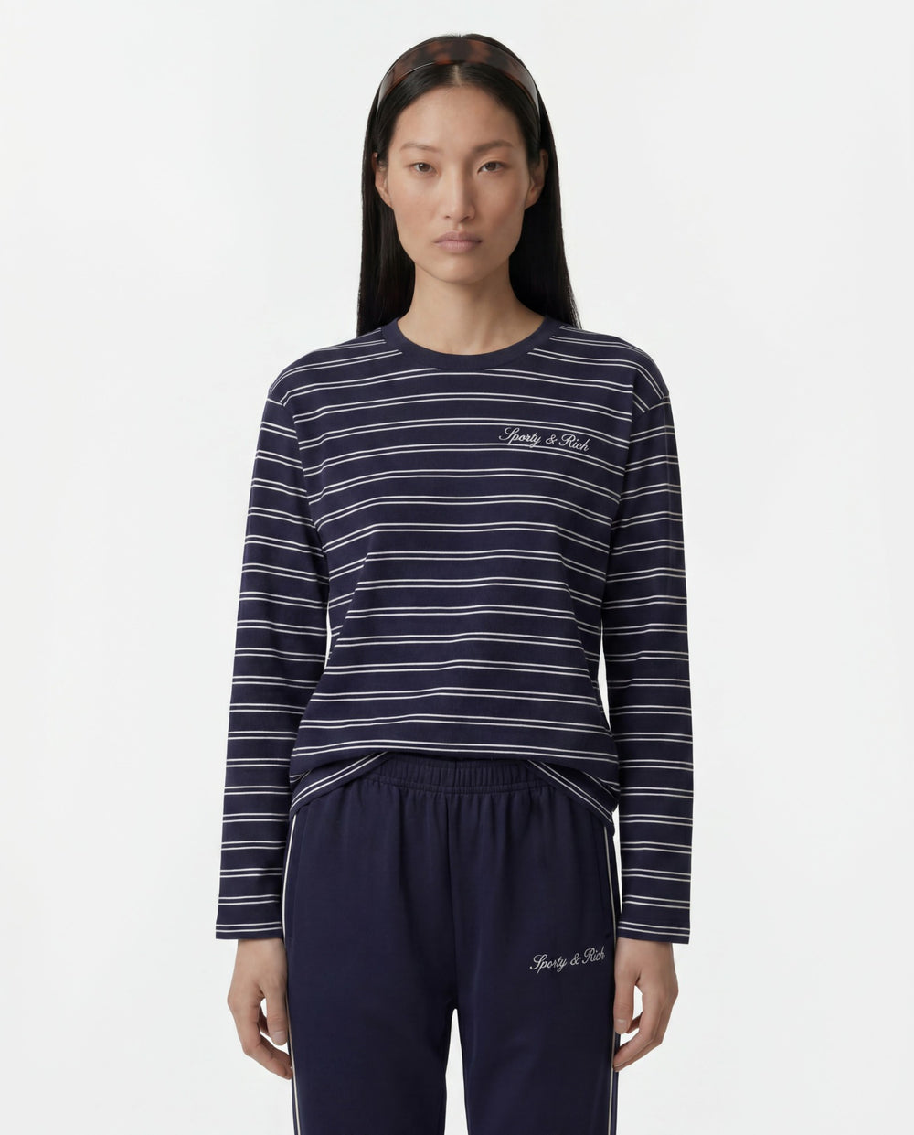 Signature Logo Easy Longsleeve - Dark Navy Sporty & Rich For Sale