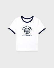 California Emblem Soft Ringer Tee - White/Dark Navy Sporty & Rich Online