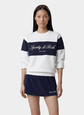 Signature Logo Block Crewneck - White Sporty & Rich Discount