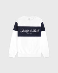 Signature Logo Block Crewneck - White Sporty & Rich Discount
