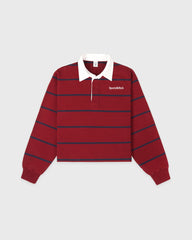 Serif Logo Rugby Polo - Merlot/White/Navy Sporty & Rich For Sale