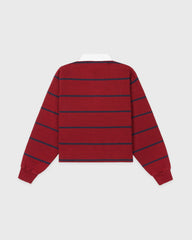 Serif Logo Rugby Polo - Merlot/White/Navy Sporty & Rich For Sale