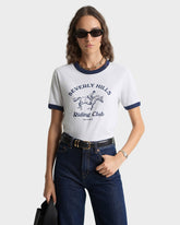 BH Riding Club Ringer Tee - Heather Gray/Dark Navy Sporty & Rich Outlet