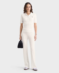 SRC Ribbed Polo - Ecru/Navy Sporty & Rich Discount