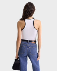 SRHWC Ribbed Tank - White/Black Sporty & Rich Outlet