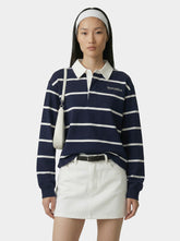 Serif Logo Rugby Polo - Navy/White Sporty & Rich Discount