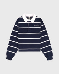 Serif Logo Rugby Polo - Navy/White Sporty & Rich Discount