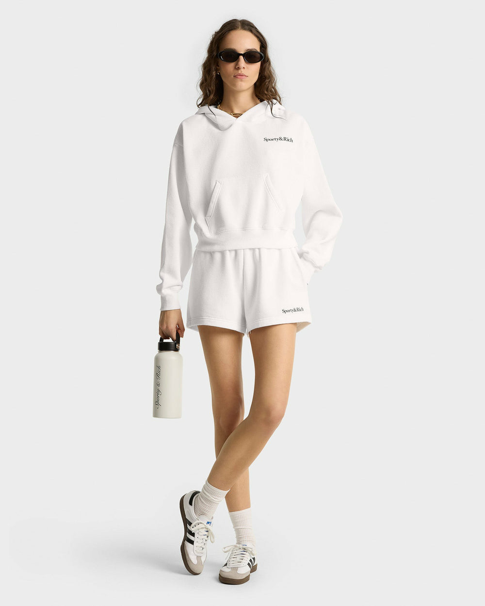 Serif Logo Soft Disco Short - White/Navy Sporty & Rich Outlet