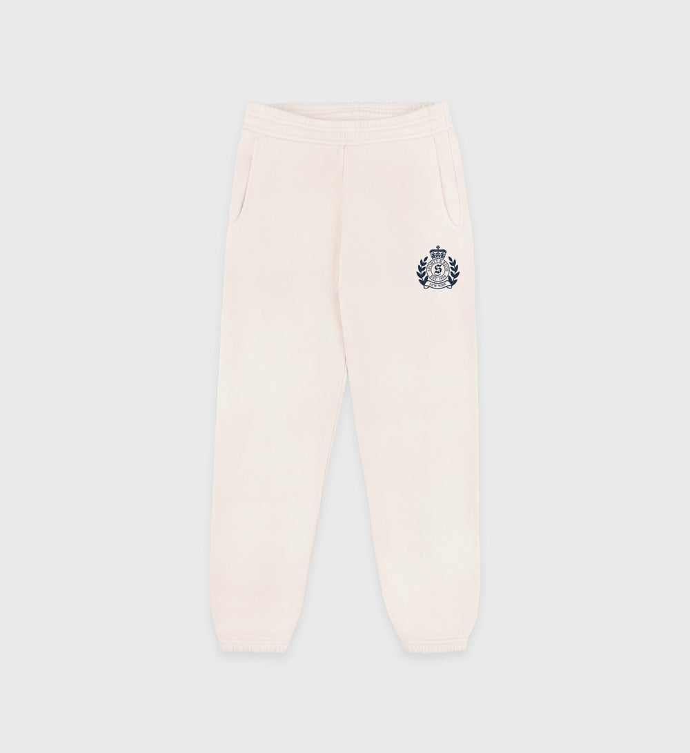H&W Crest Kids Sweatpant - Cream/Navy Sporty & Rich US