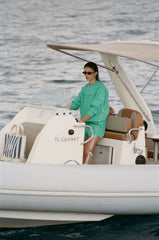 Title Embroidered Crewneck - Amalfi Green/Light Navy Sporty & Rich Sale