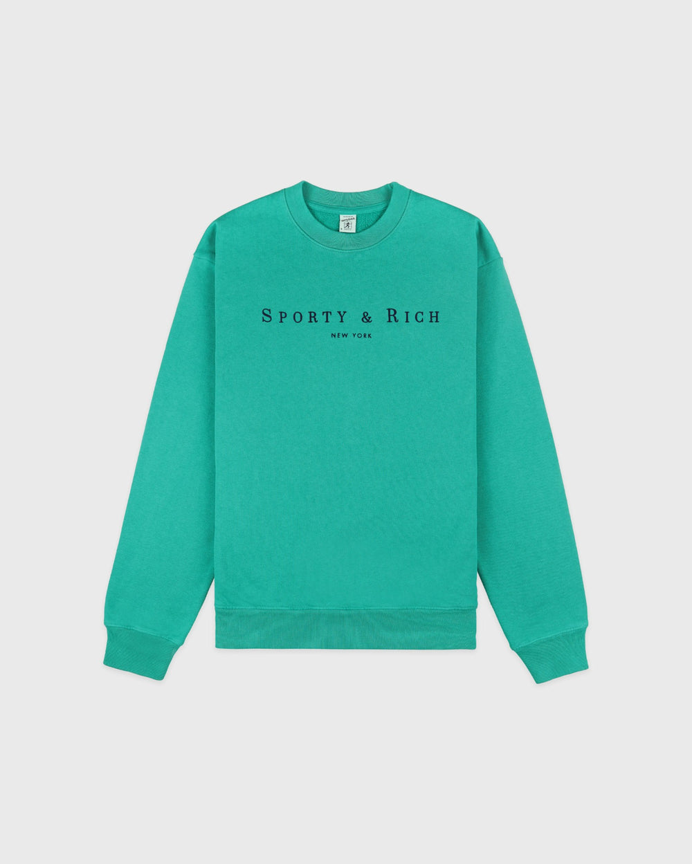 Title Embroidered Crewneck - Amalfi Green/Light Navy Sporty & Rich Sale
