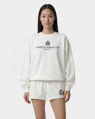 H&W Crest Embroidered Crewneck - White/Light Navy Sporty & Rich Online
