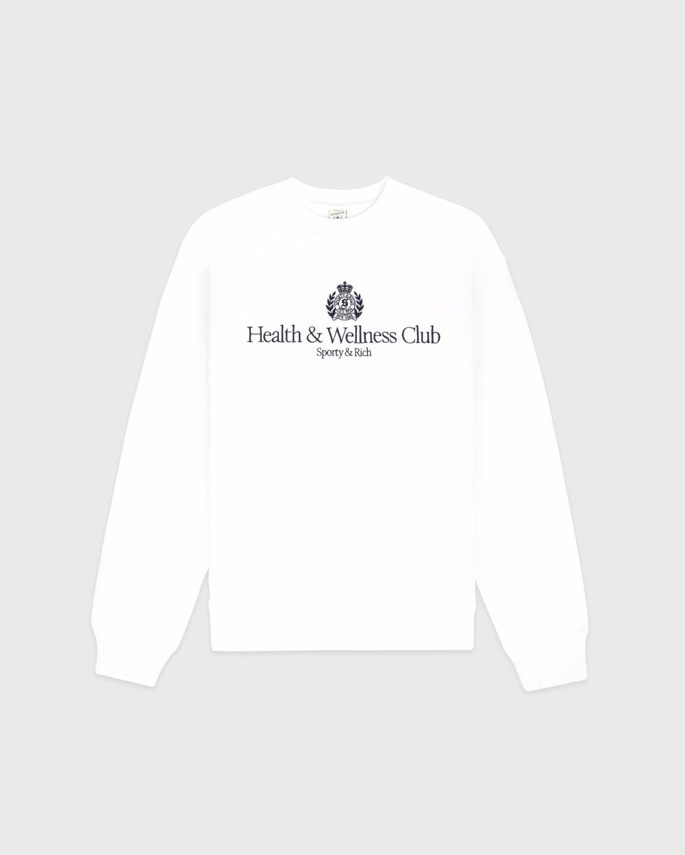 H&W Crest Embroidered Crewneck - White/Light Navy Sporty & Rich Online