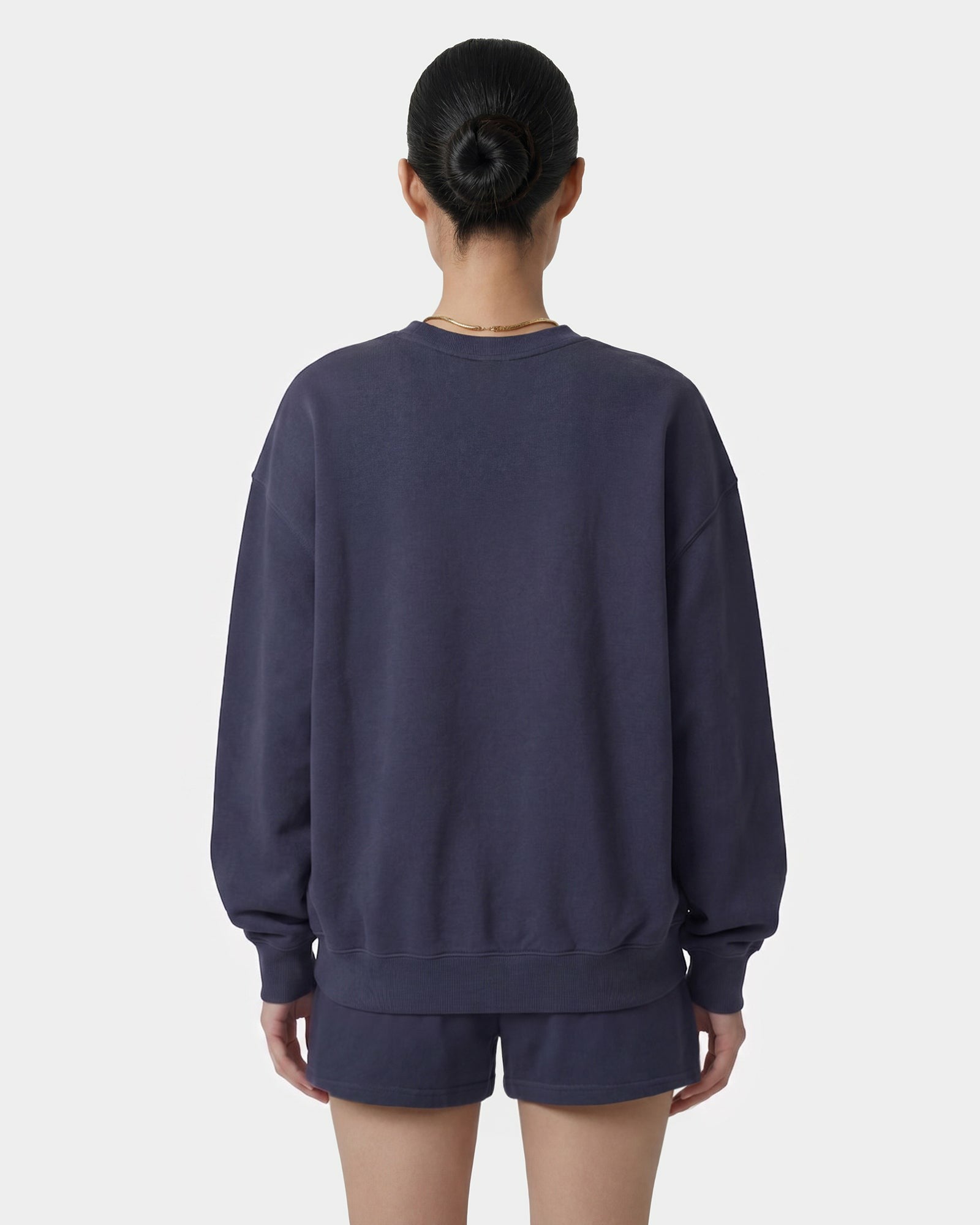 H&W Crest Embroidered Crewneck - Light Navy/White Sporty & Rich Discount