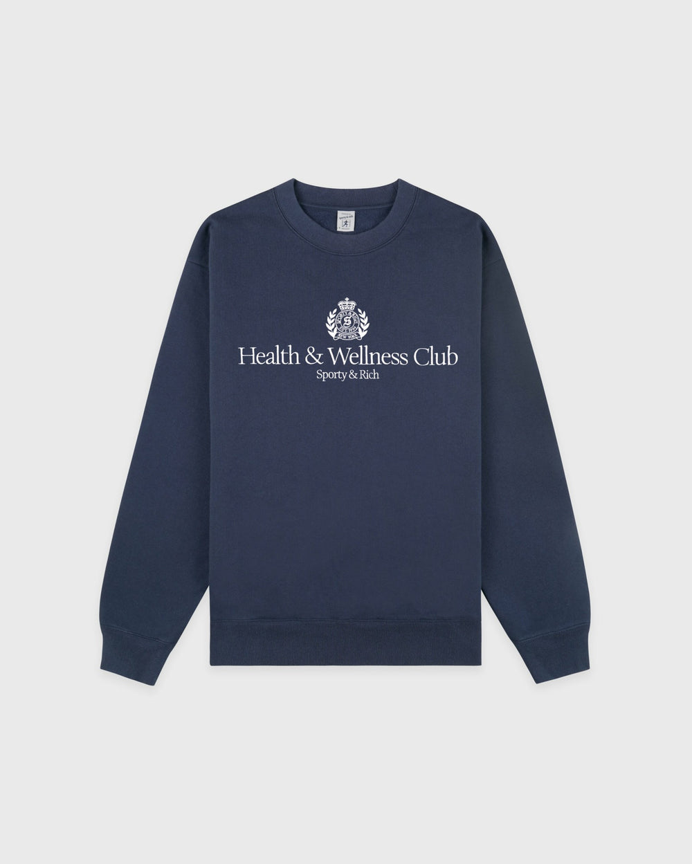 H&W Crest Embroidered Crewneck - Light Navy/White Sporty & Rich Discount