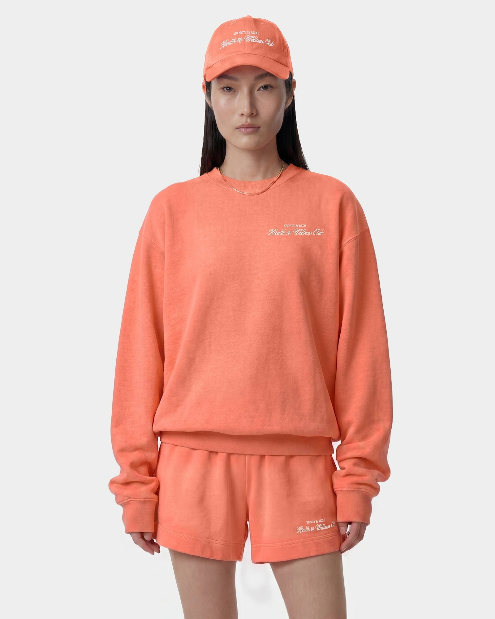 H&W Club Crewneck - Flamingo/White Sporty & Rich For Sale