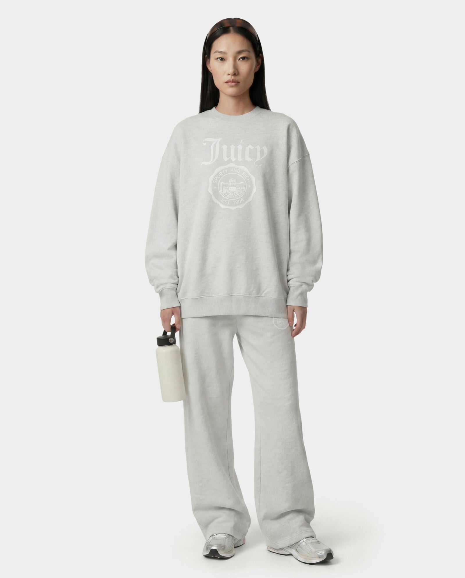 Juicy Emblem Crewneck - Heather Gray Sporty & Rich Outlet