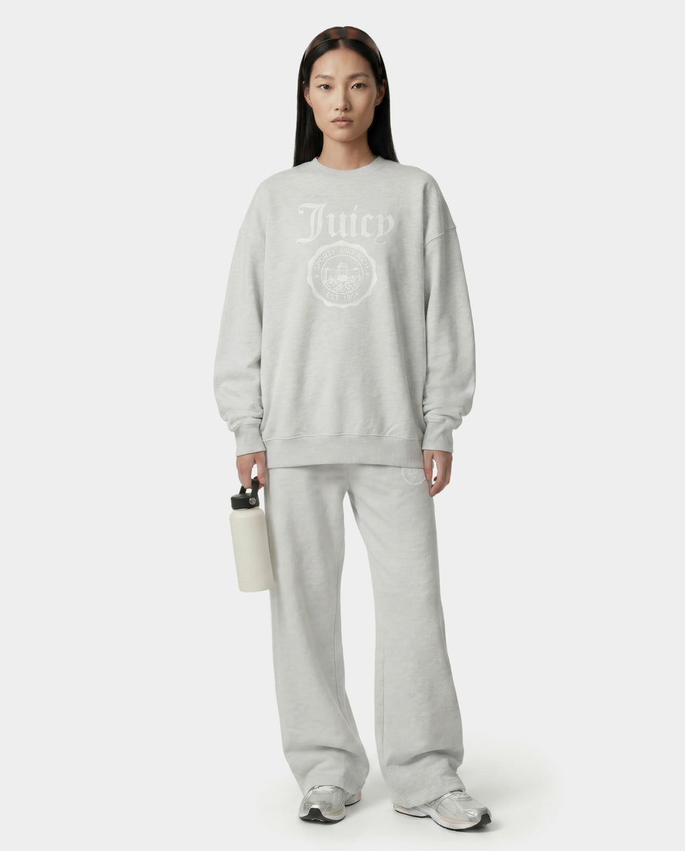 Juicy Emblem Crewneck - Heather Gray Sporty & Rich Outlet