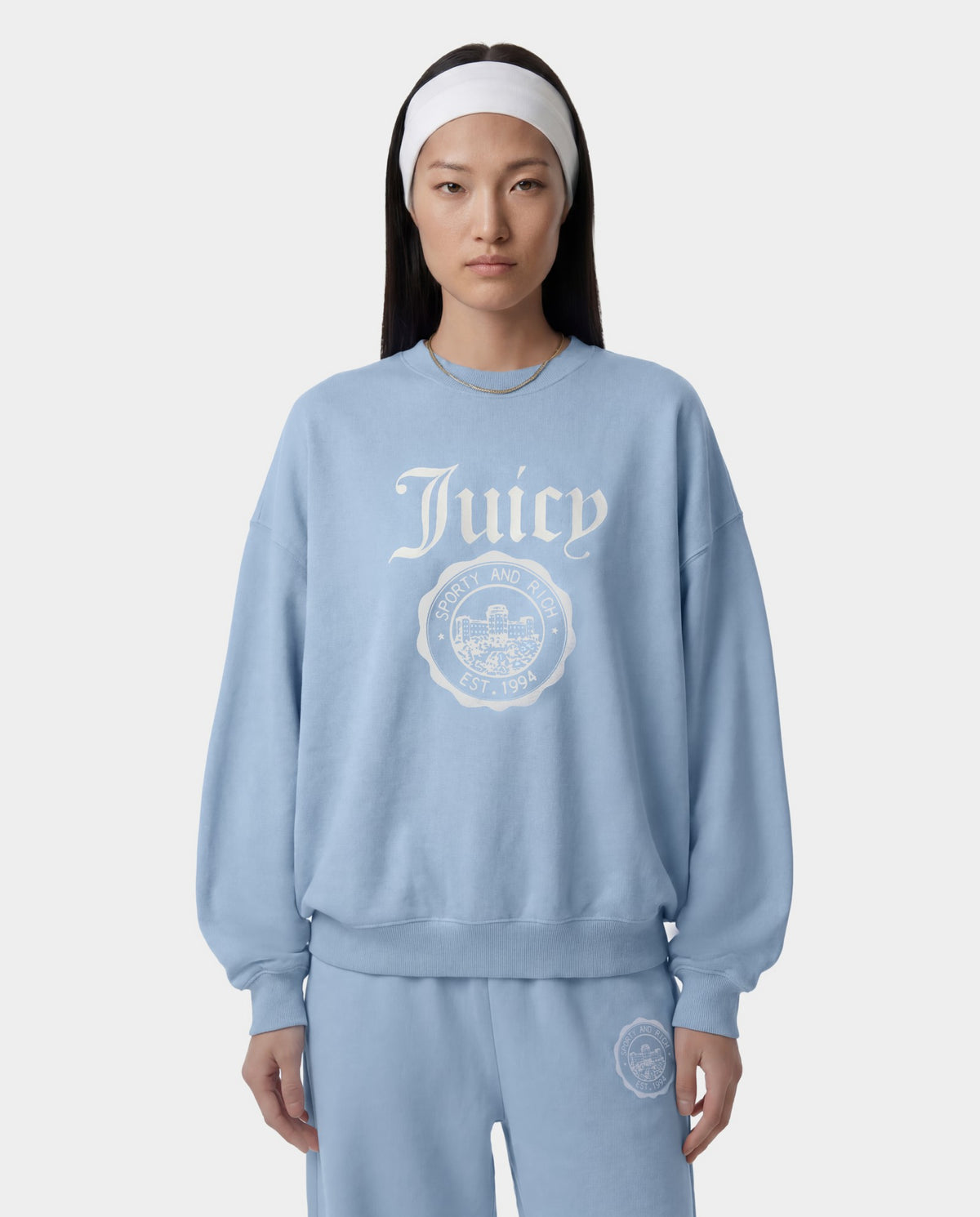 Juicy Emblem Crewneck - Sky Blue Sporty & Rich Sale