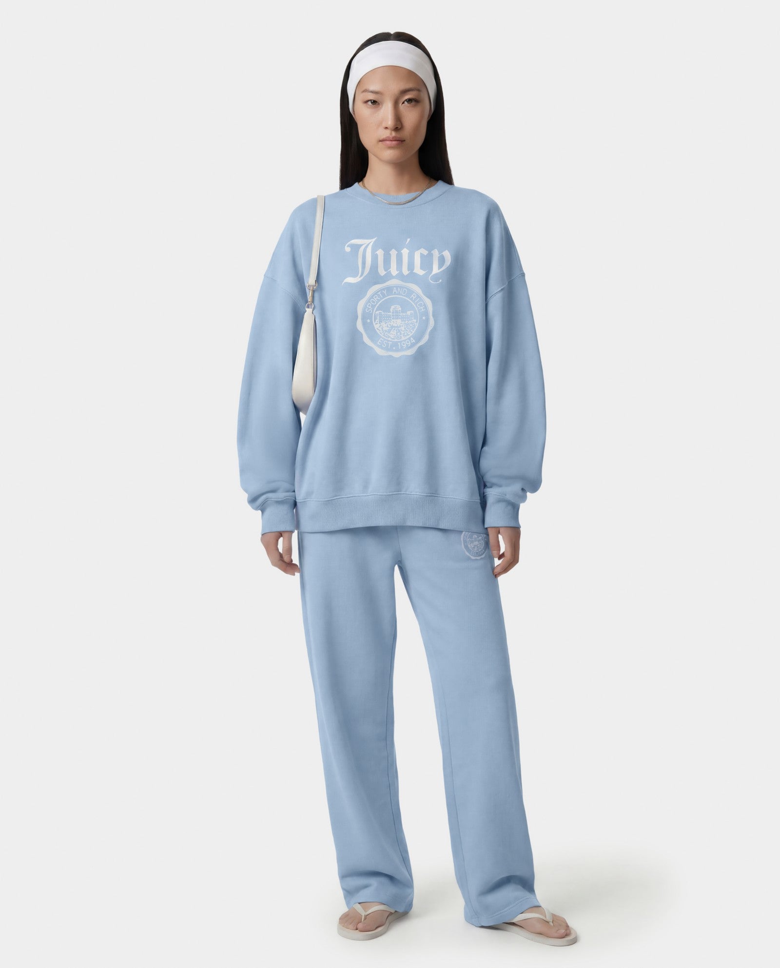 Juicy Emblem Crewneck - Sky Blue Sporty & Rich Sale