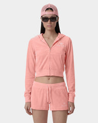 Juicy Script Velour Zip Hoodie - Rose Sporty & Rich Online