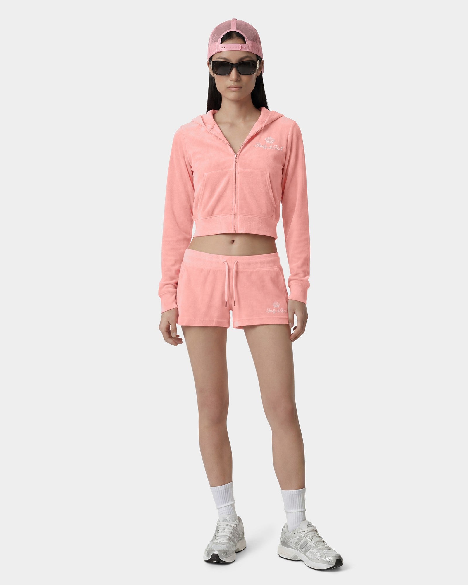 Juicy Script Velour Zip Hoodie - Rose Sporty & Rich Online