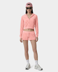 Juicy Script Velour Zip Hoodie - Rose Sporty & Rich Online