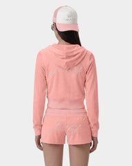 Juicy Script Velour Zip Hoodie - Rose Sporty & Rich Online