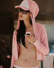 Juicy Script Velour Zip Hoodie - Rose Sporty & Rich Online