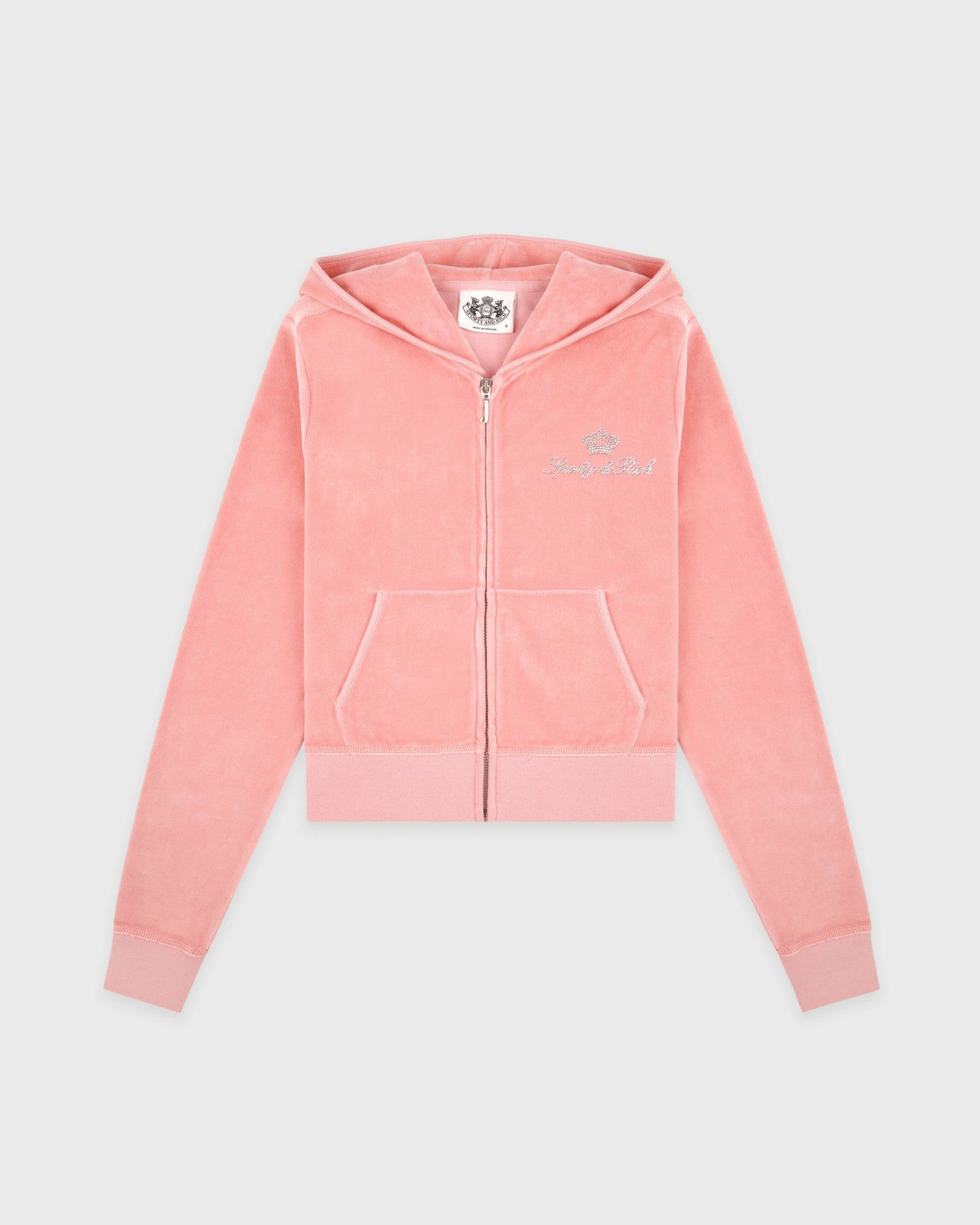 Juicy Script Velour Zip Hoodie - Rose Sporty & Rich Online