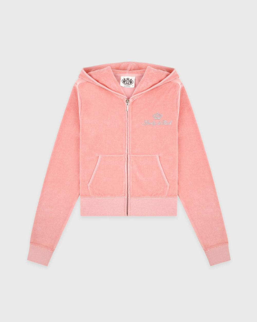 Juicy Script Velour Zip Hoodie - Rose Sporty & Rich Online
