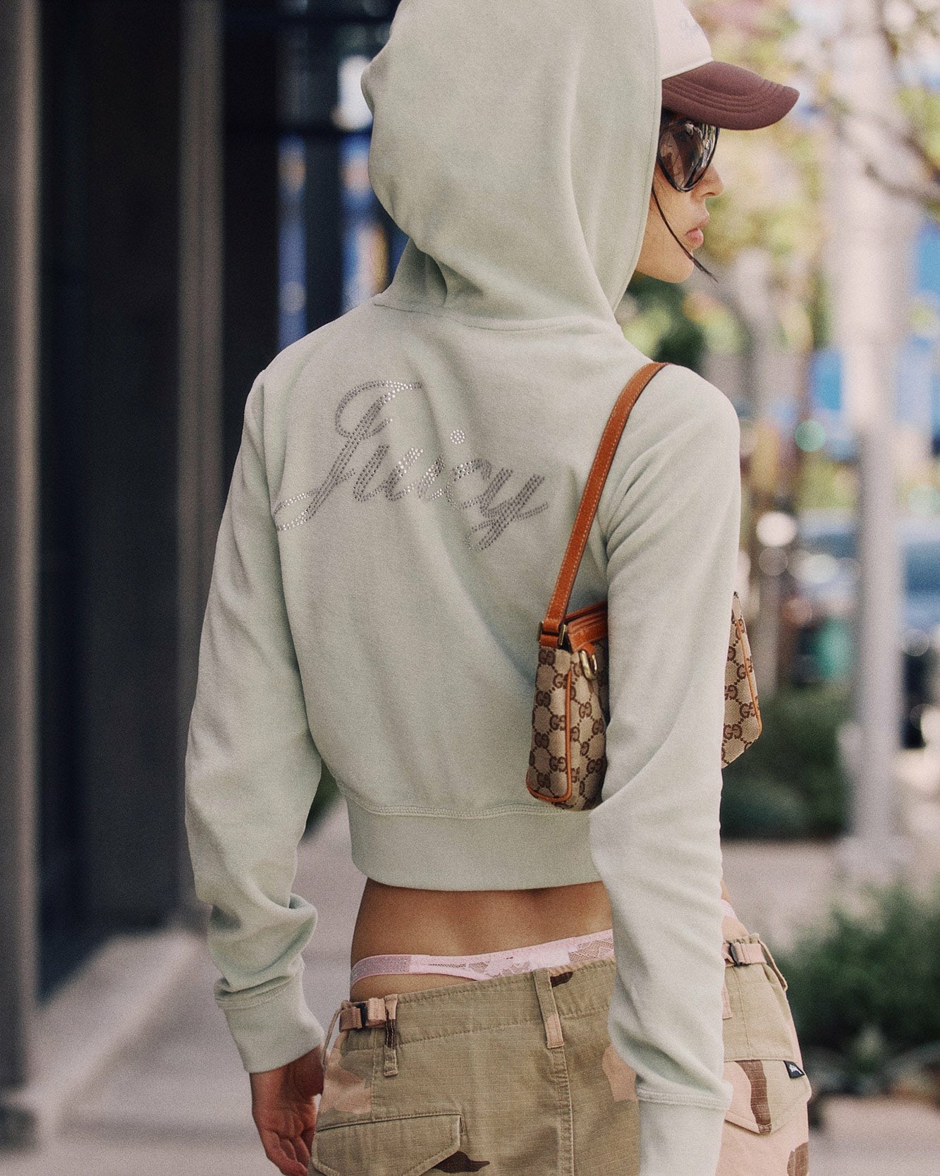 Juicy Script Velour Zip Hoodie - Sage Sporty & Rich Discount