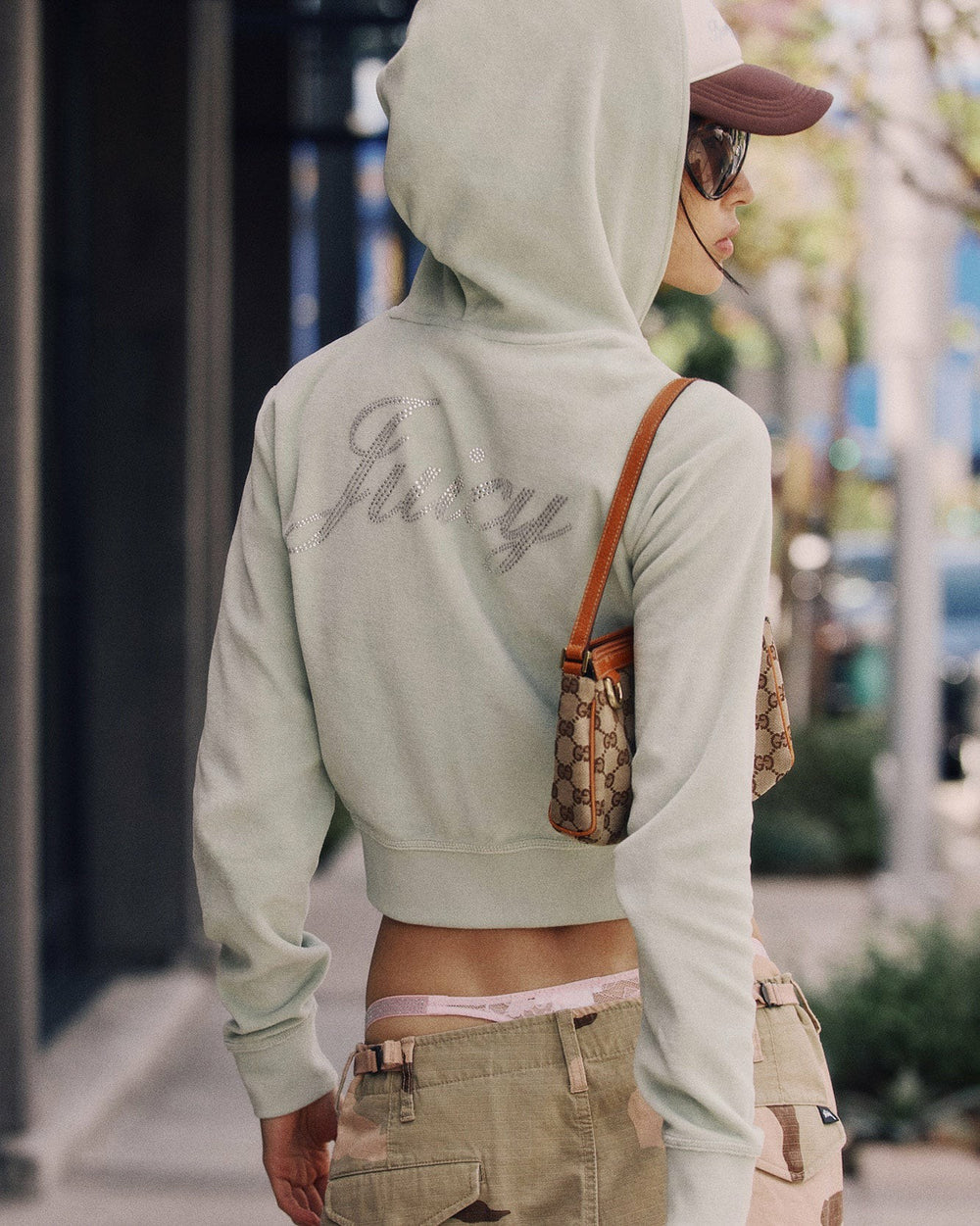 Juicy Script Velour Zip Hoodie - Sage Sporty & Rich Discount
