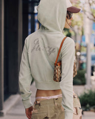 Juicy Script Velour Zip Hoodie - Sage Sporty & Rich Discount