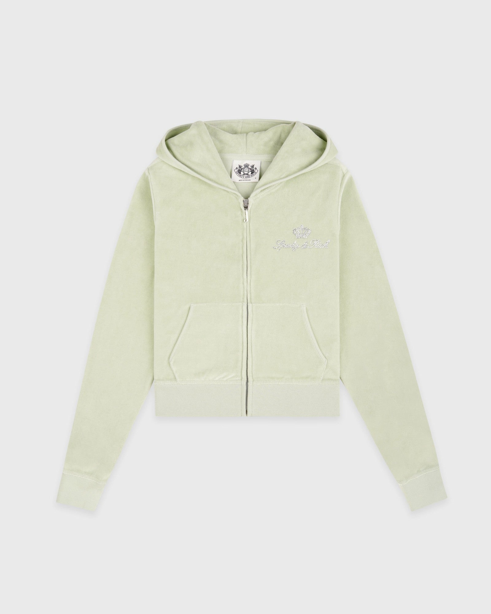 Juicy Script Velour Zip Hoodie - Sage Sporty & Rich Discount