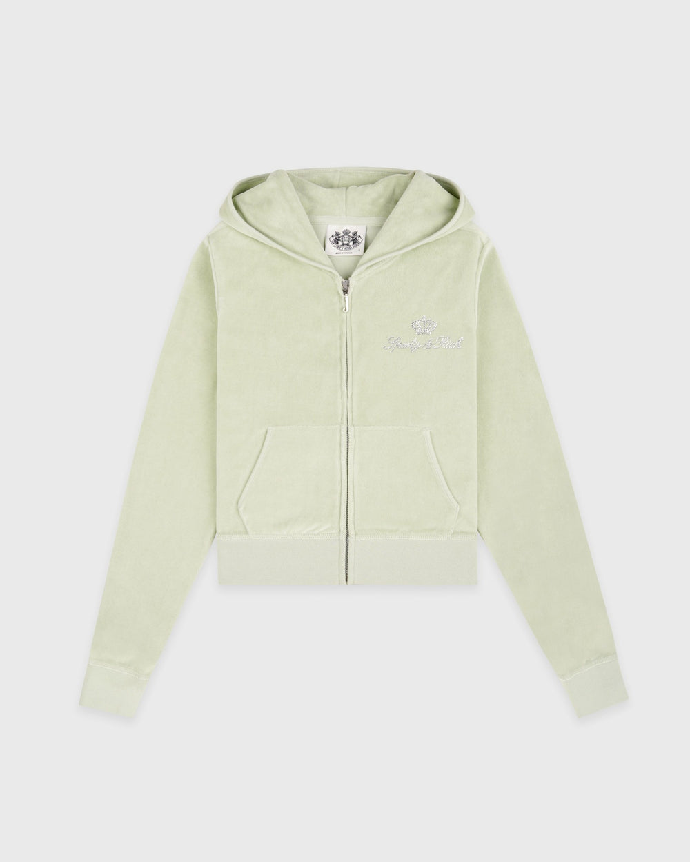 Juicy Script Velour Zip Hoodie - Sage Sporty & Rich Discount