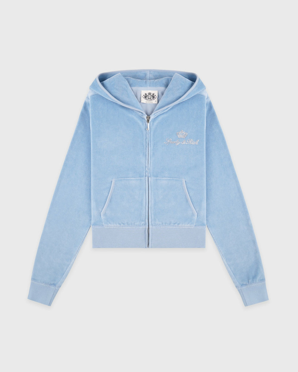 Juicy Script Velour Zip Hoodie - Sky Blue Sporty & Rich For Sale