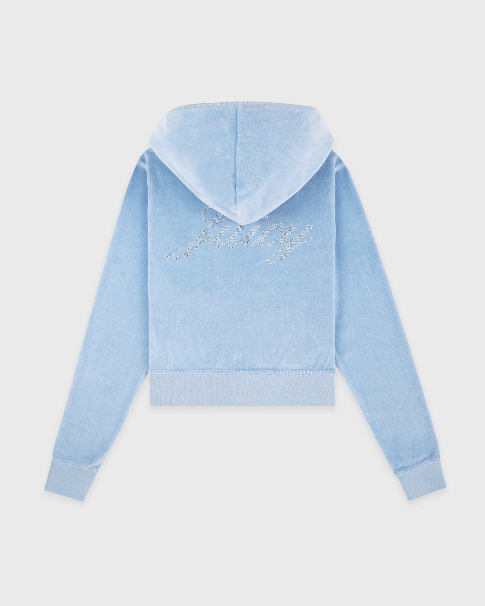 Juicy Script Velour Zip Hoodie - Sky Blue Sporty & Rich For Sale